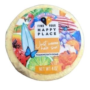 Find Your Happy Place Just Wanna Have Sun Foaming Bath Bomb Limited Edition New